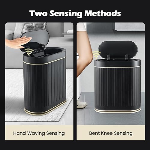 Miniatura 3 de Cubo de basura con sensor de baño con tapa automático de 2 galones con sensor pequeño, sensor de movimiento de 7.5 litros, cubo de basura