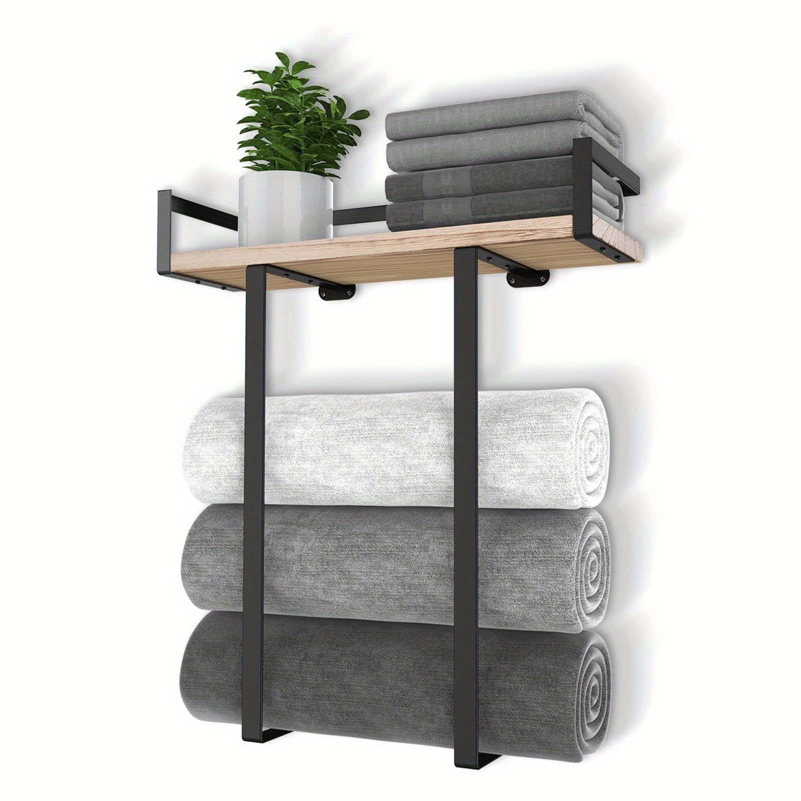 LMYSXAOZ Towel Storage Rack for Bathroom Wall Mounted, Wooden Shelf Mounted Rack, Space-Saving Holder, Organizer Small wall towel rack
