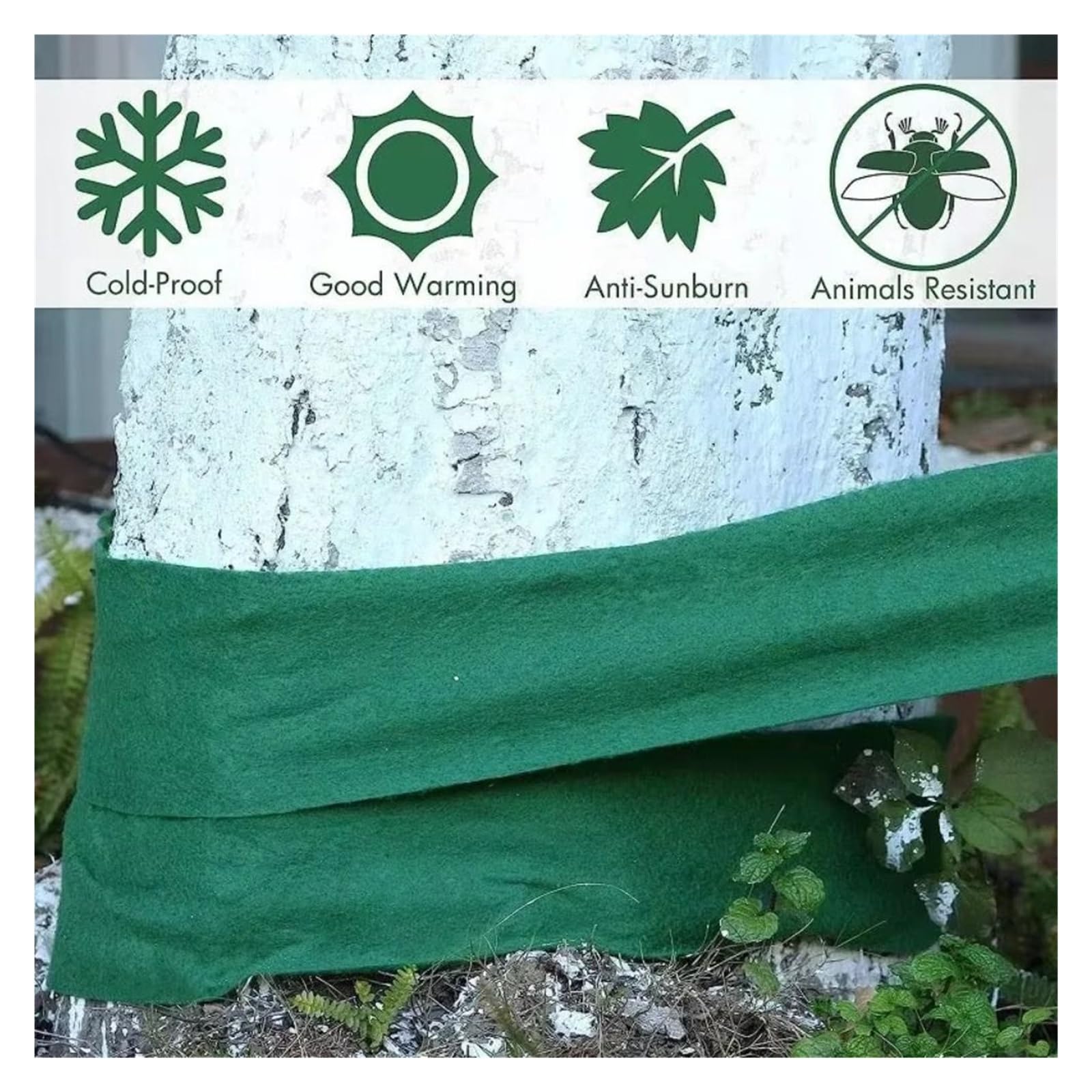 Protectores de Troncos de Plantas y Árboles Cinta de protección árboles algodón, Cubierta Plantas Verdes a Prueba frío, retención Humedad, Protector for Troncos Que Mantiene el Calor | Single Layer16mx12cm