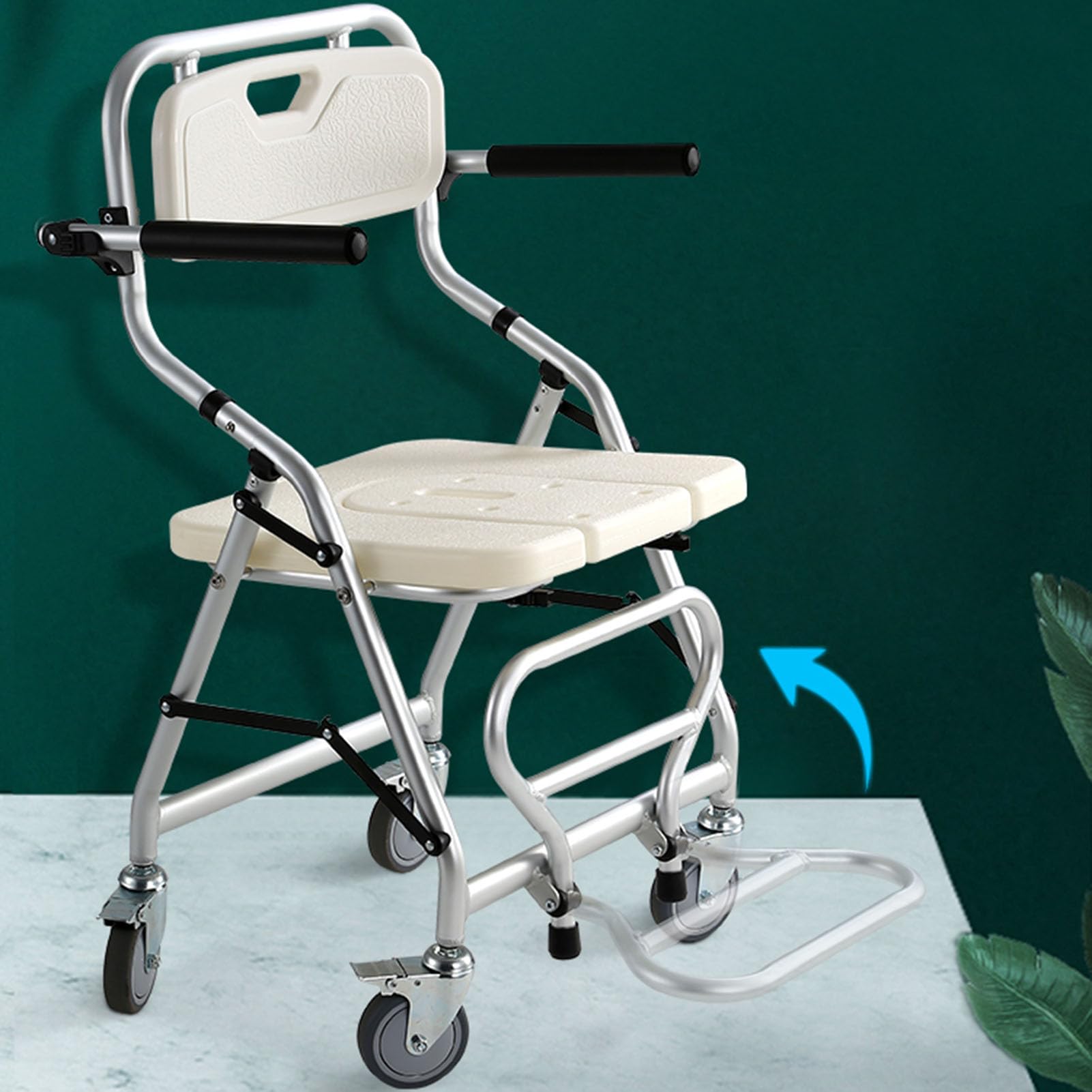 Sedia da doccia pieghevole, sedia da doccia con braccioli e ruote, comodini for anziani, sgabello da doccia for anziani, sedili da bagno for adulti