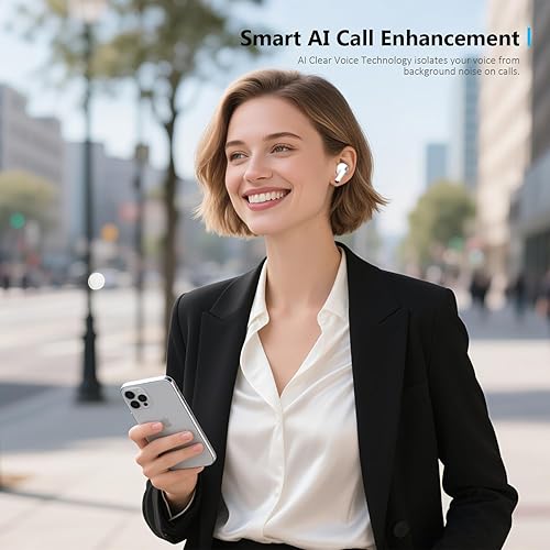 Miniatura 5 de Auriculares inalámbricos, auriculares Bluetooth 5.3, semi-intraurales con cancelación de ruido AI, tiempo de reproducción de 24 horas, ajuste