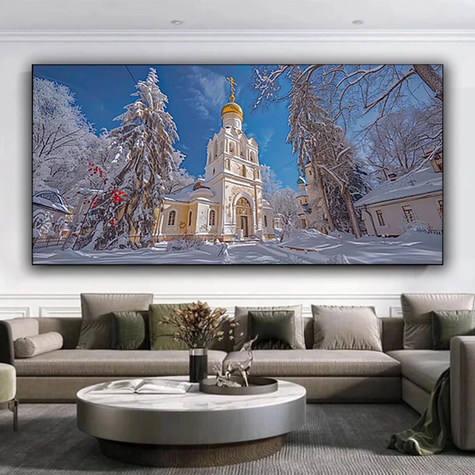 Krajobraz sztuka diamentowa zima zestawy sztuki diamentowej dla dorosłych, 5D duży obraz diamentowy 100 x 235 cm pełne kwadratowe wiertło diamentowe malarstwo, sztuka diamentowa dla dzieci DIY zestaw