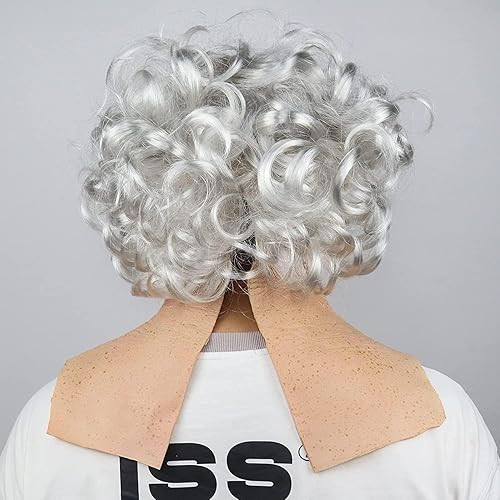 Miniatura 2 de Máscara realista de látex de mujer vieja, máscara de cabeza completa antiarrugas para Halloween, cosplay, fiesta de máscaras