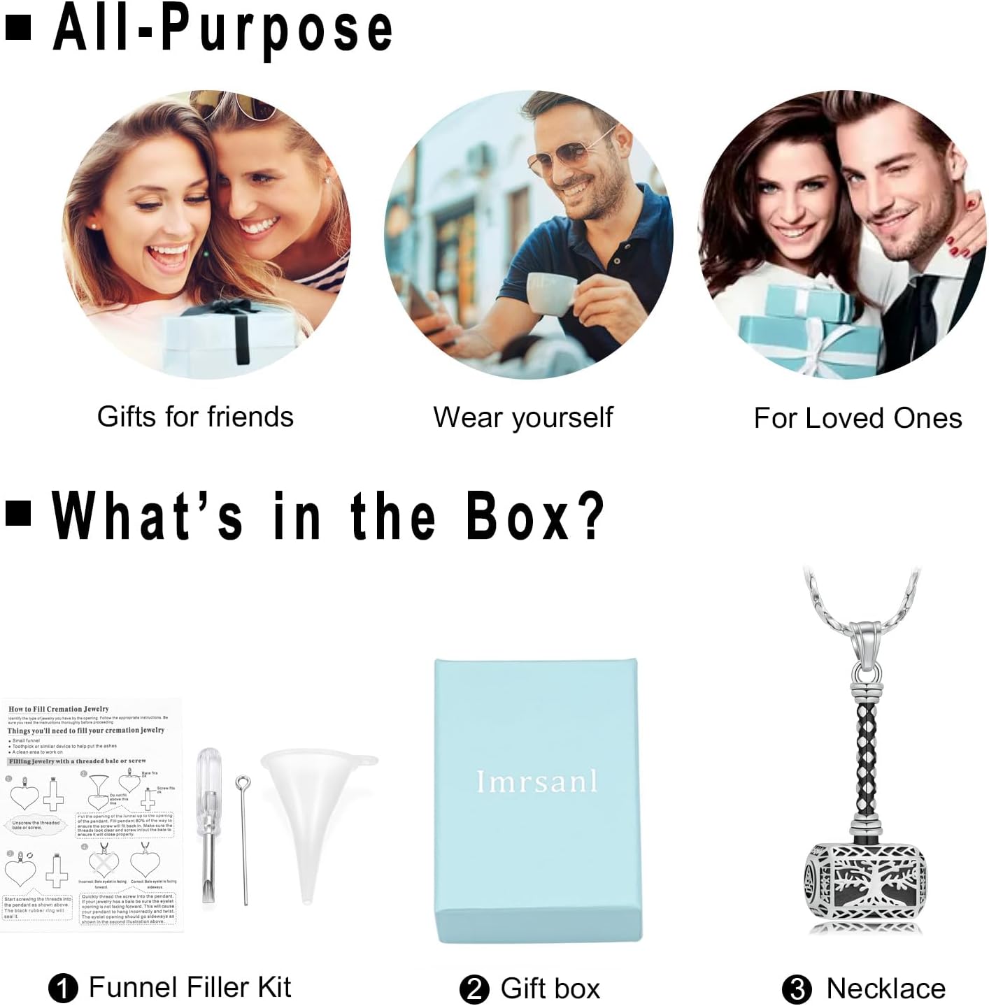 Imrsanl Viking Thor's Hammer Urn Necklace for Ashes Tree of Life Cremation Jewelry Ashes Holder Keepsake Human Memorial Pendant for Women Men - Image 7