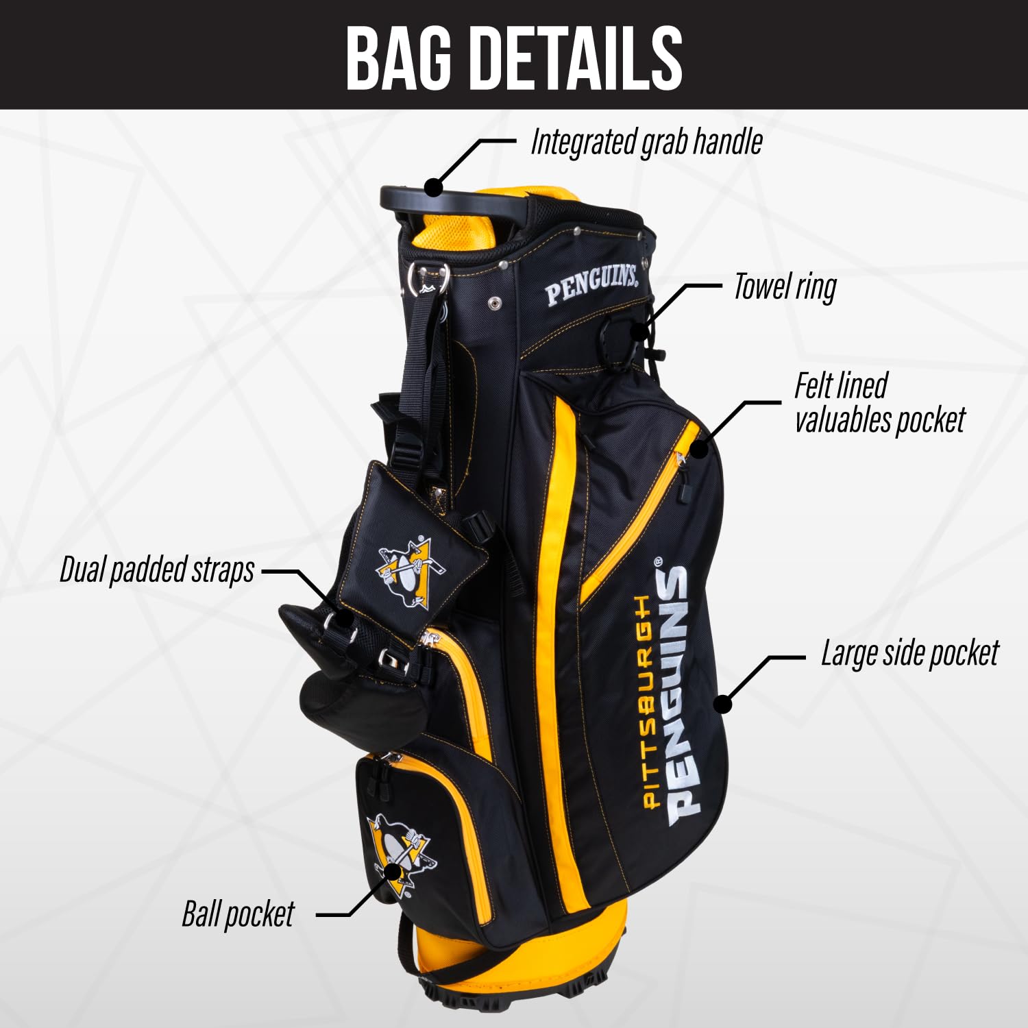 Team Golf Stand NHL Fairway Bag - Bolsa Ligera de 14 vías con Aislamiento de acción de Resorte y Bolsillo Acolchado para artículos Deportivos