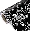 WRAPAHOLIC Halloween Wrapping Paper - Mini Roll - 17 Inch x 16.5 Feet - Black White Spider Web and Spider Wrapping Paper for Halloween Deco, Holiday, Party