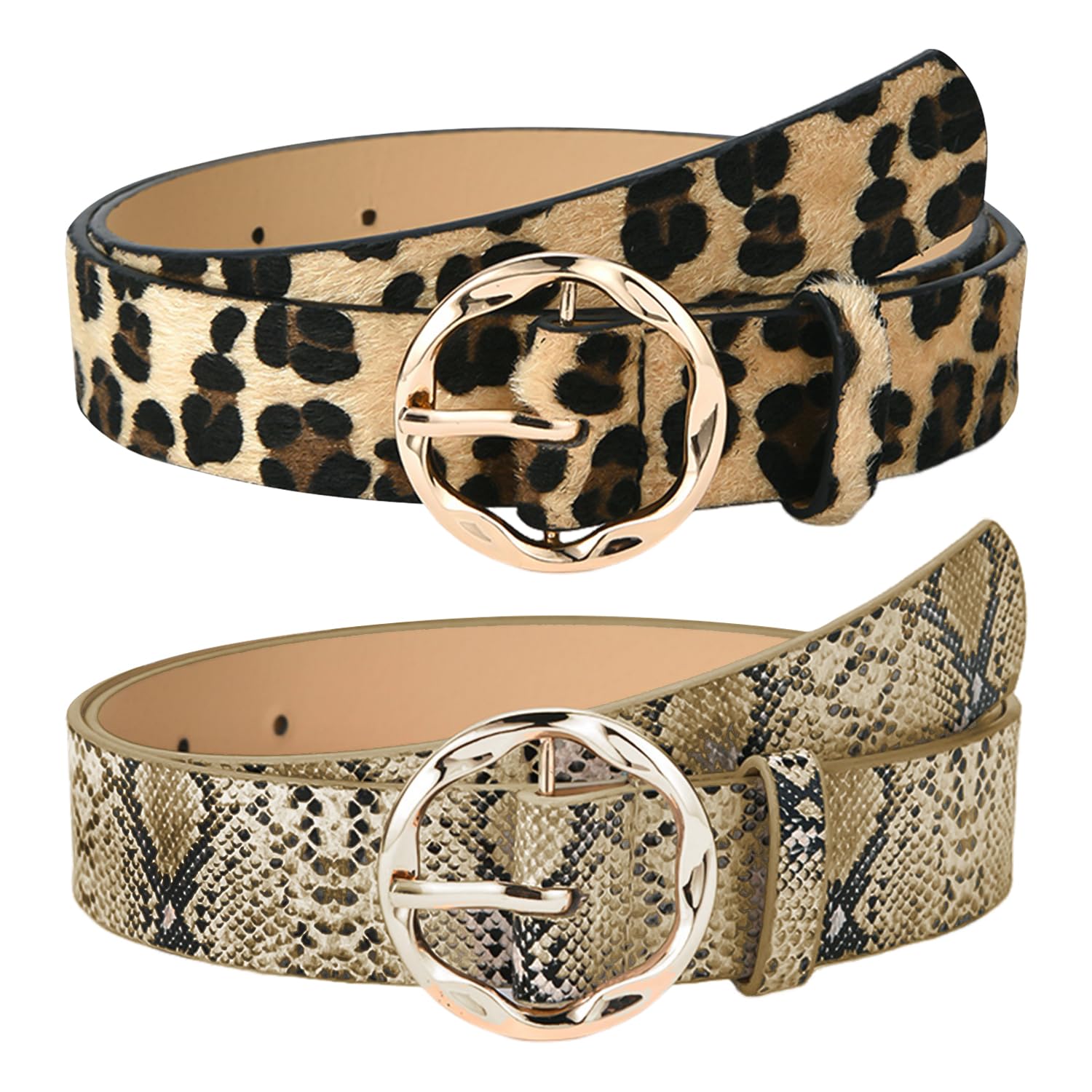 2 Pieces Stylish Personality Belts, Women'S Clothing Accessories, Pu Leather Belts, Vintage Belts.