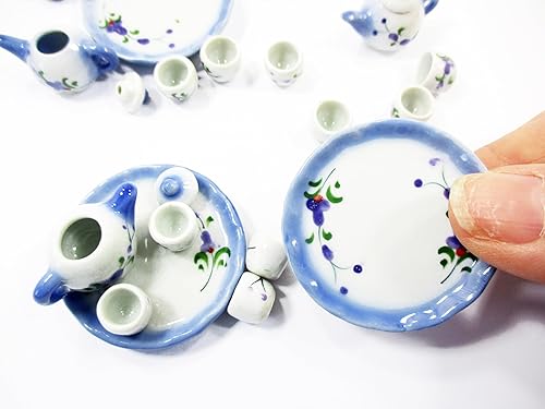 Miniatura 5 de Casa de muñecas en miniatura de cerámica orquídea pintura café té taza de té set suministro 13242