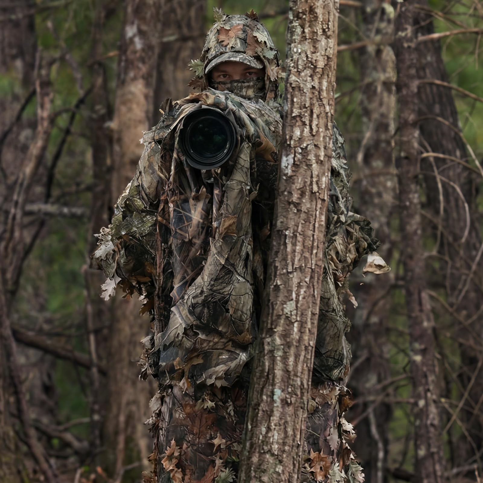 LOOGU Tarnnetz für Sichtschutz Sonnenschutz Abdeckung Dekoration Waldoptik Baum Design Tarnung Camouflage Netz für Haus Garten Camping Jagd