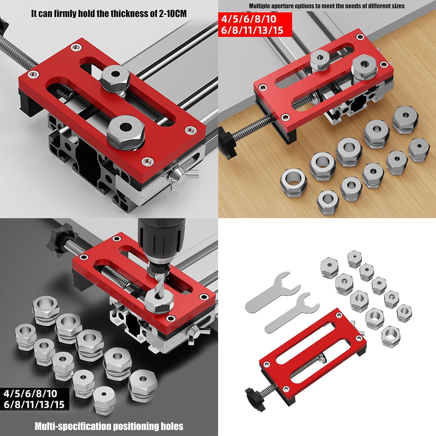 User Friendly Aluminum Alloy Drill Guide Positioning Tool for Quick Setups and Enhances Productivity in Carpentry Furniture Drilling Tool