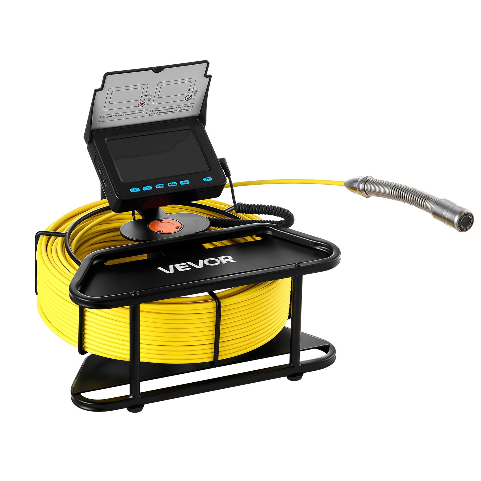 VEVOR Caméra Inspection Canalisation 50 m Caméra Endoscopique Autonivelante Écran HD 11 cm Endoscope Canalisation pour Conduits Égouts Plomberie, Étanche IP68 12 LED Batterie 4500 mAh Carte SD 16 Go