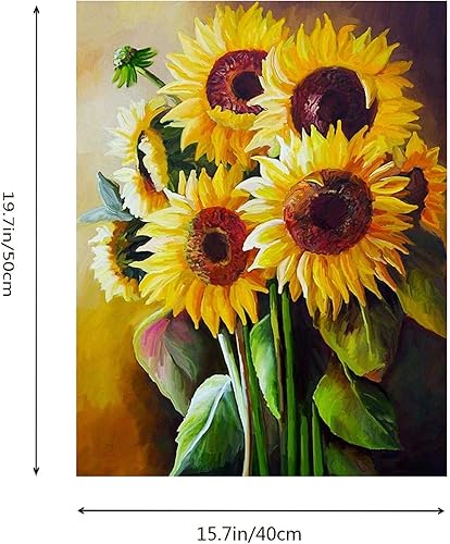 Miniatura 4 de Karyees Kits de pintura de girasoles por números, 16 x 20 pulgadas, pintura al óleo por números, girasoles, pintura en lienzo por números, kits de