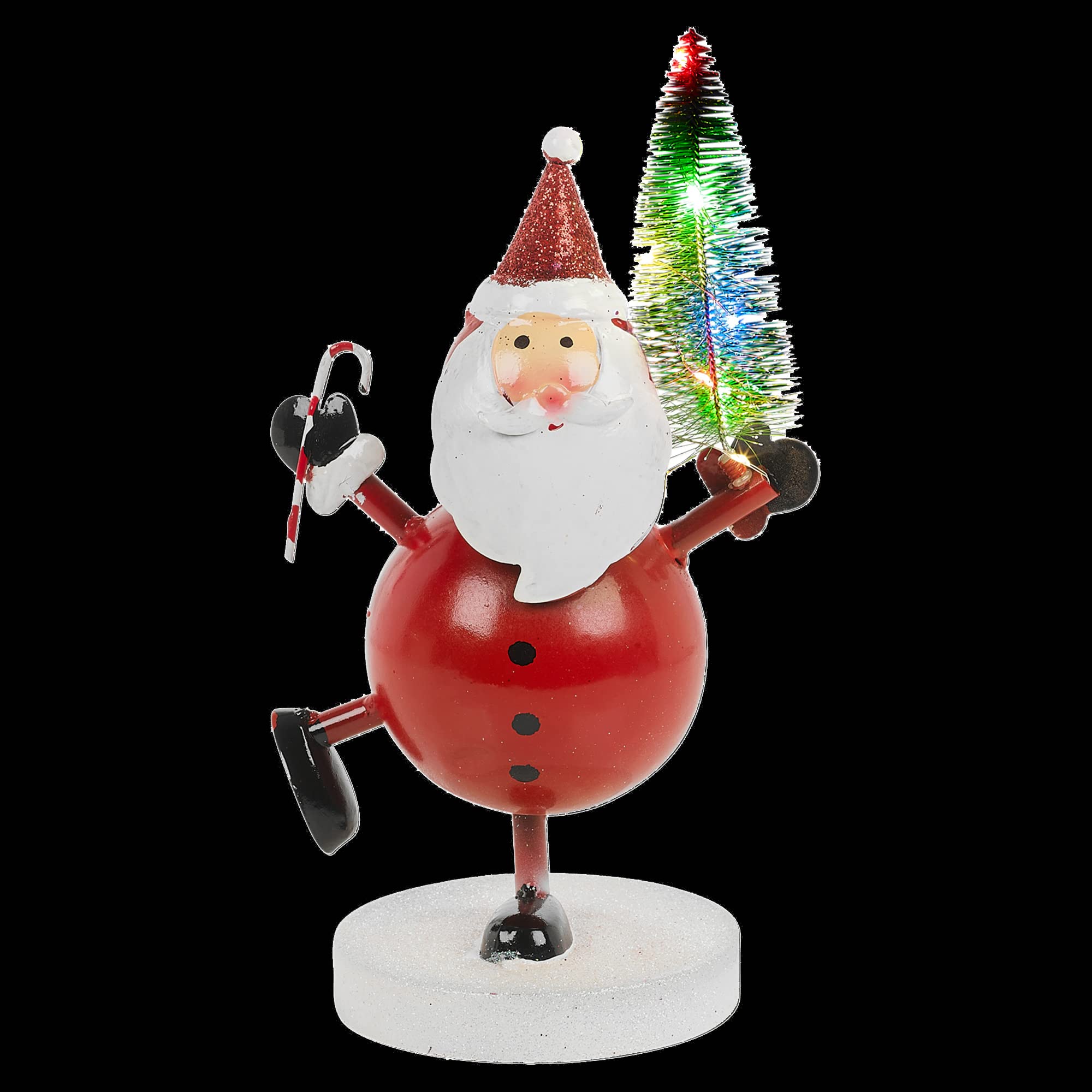 Urbnliving Santa 28Cm Glittery Light Up Festive Metal Figurine With Multicolor Led Christmas Tree (Santa)