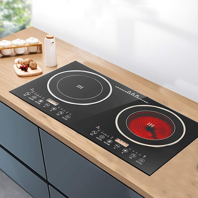 Estufa Vitrocerámica 2 Puestos 1200W+1400W 110V Portátil Encimera miniatura 7