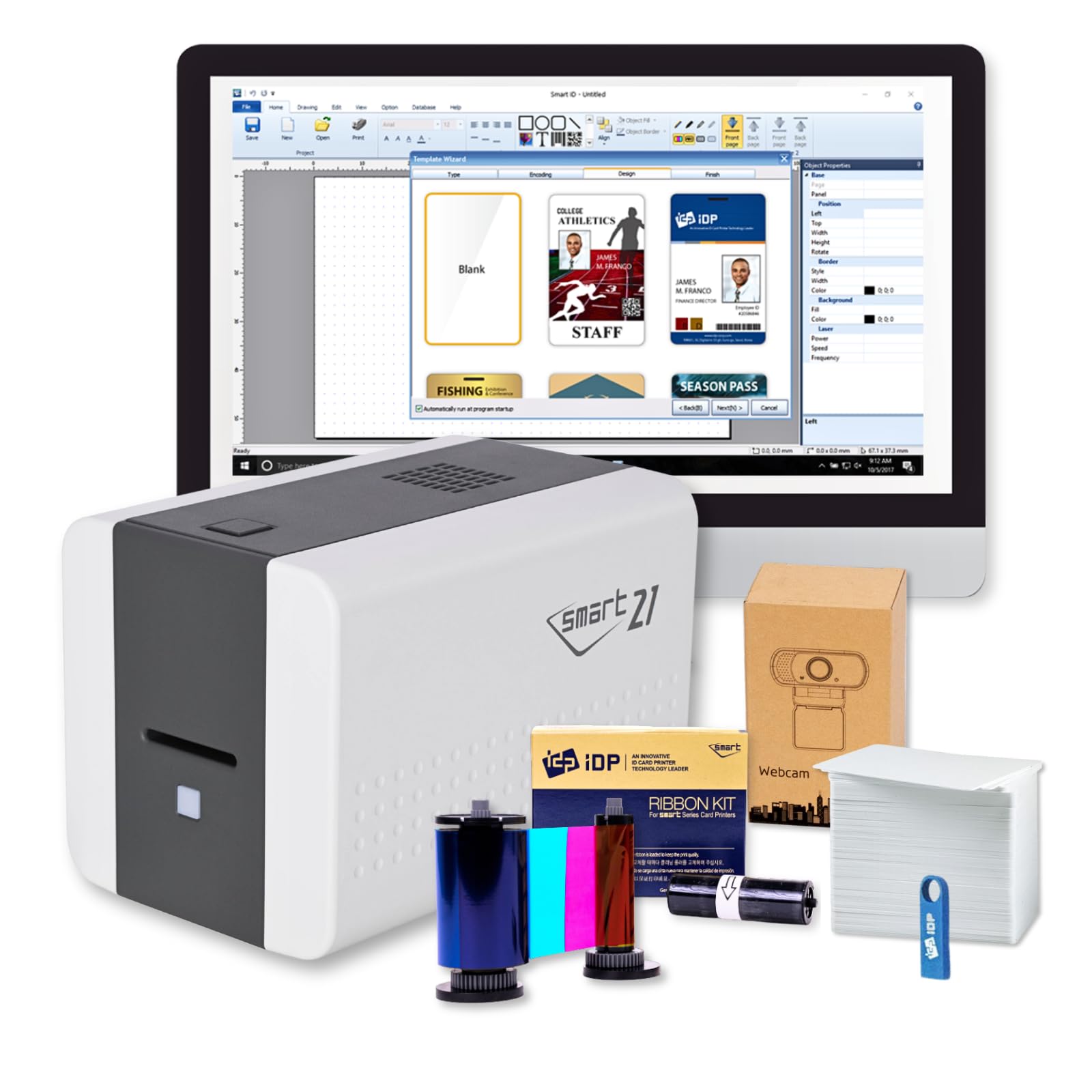 IDP SMART-21S Simplex IDカードプリンタースターターキット IDP SMART-21S ID Card Simplex Printer Kit with PC Only Software