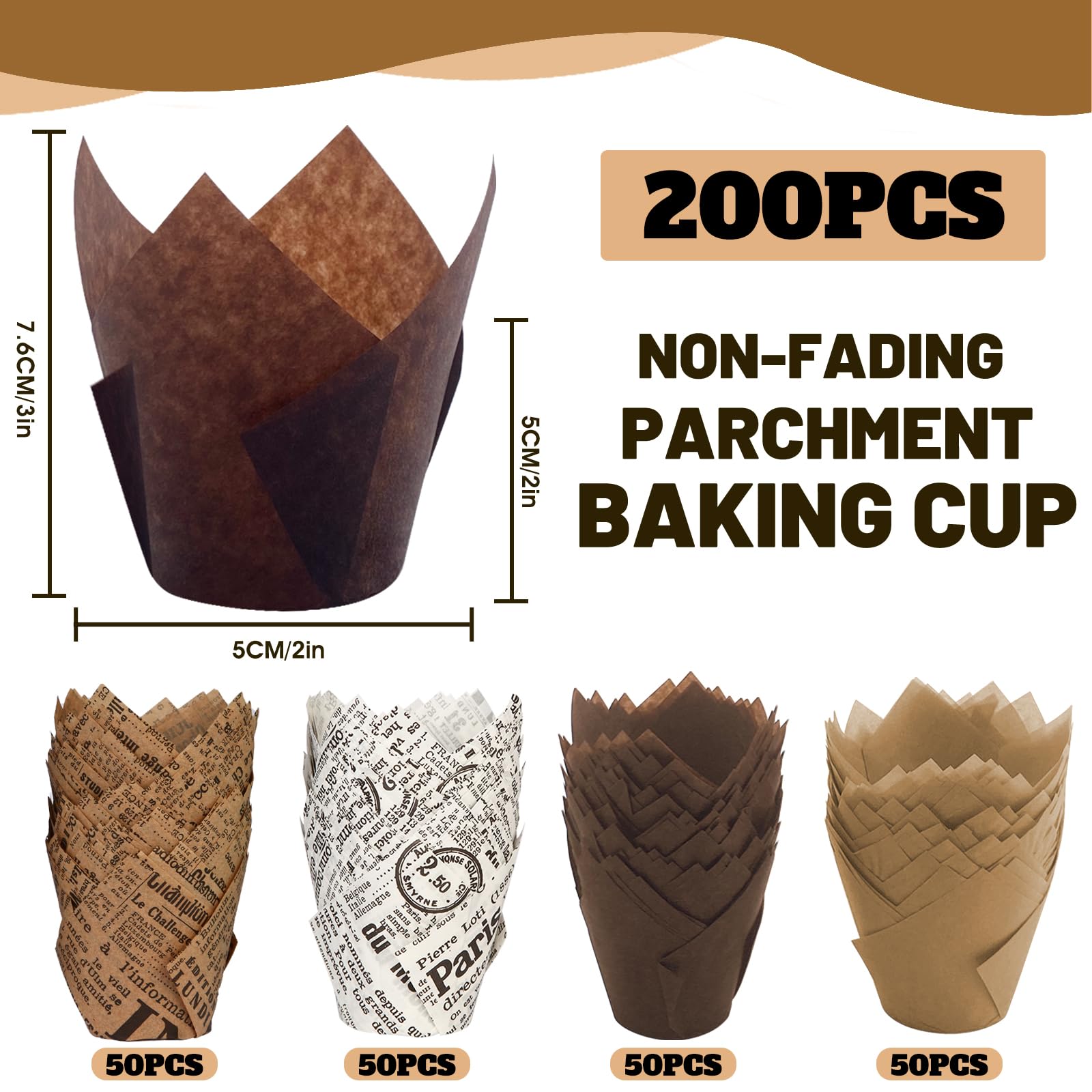 LUZOON Papierowe foremki do muffinek, 200 sztuk, na wesele, urodziny, imprezę (200 sztuk)