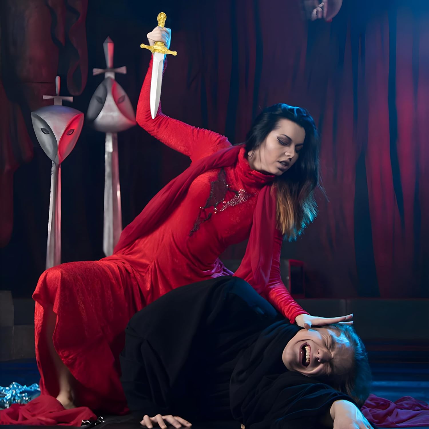 DAYSTART PU Foam Dagger Prop, Non-Functional Costume Dagger with Plastic Core for Adult Cosplay - Image 7