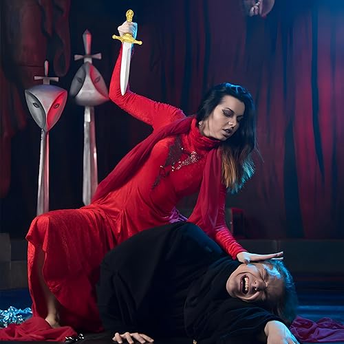 Miniatura 7 de DAYSTART Espada corta de espuma de poliuretano de 15 pulgadas, accesorio de arma de disfraz de daga falsa resistente