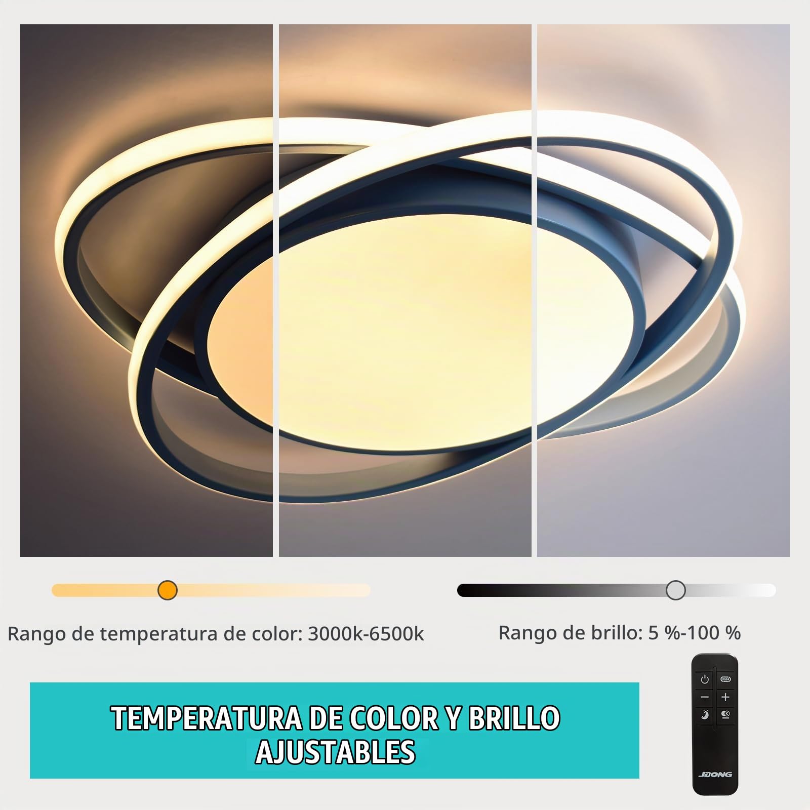 JDONG Lámpara LED para techo habitación infantil 54 W Azul Lámpara de techo regulable con mando a distancia Temperatura de color ajustable para niños Habitación infantil Dormitorio Salón Ø52CM
