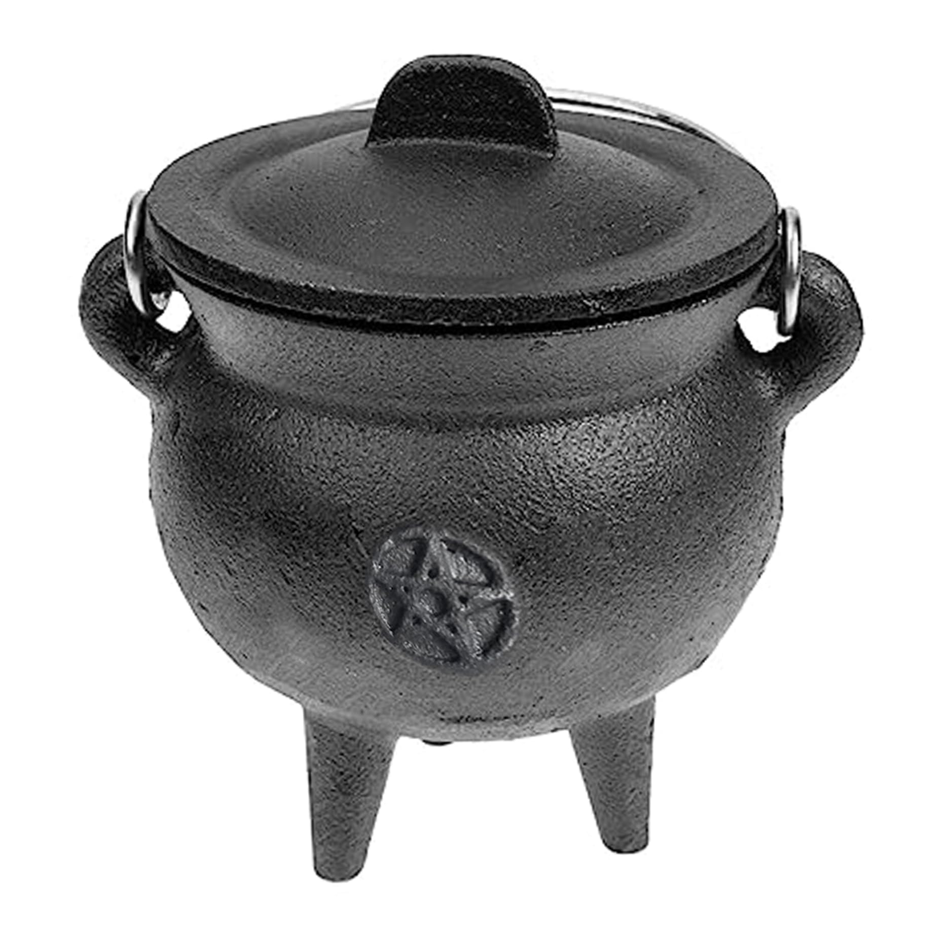 Caldero de hierro fundido con tapa y mango Halloween 3.94x2.95x2.95 pulgón Cauldron Vela decorativa Incienso Burning Witchcraft Cauldron Pot, Estrella, Caldero de hierro fundido, Cauldron de brujas