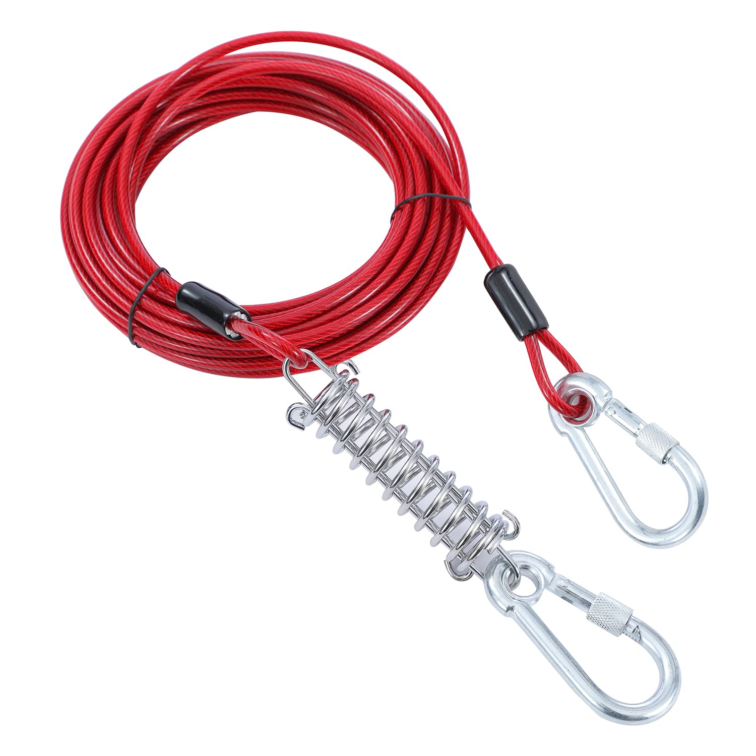 TOPWAY Cavo per Cani 10m Guinzaglio da Cortile per Cani e Picchetto Elicoidale a Terra da 42cm, per Esterni Cortile Campeggio Parco Animali Domestici, Rossa + Rossa