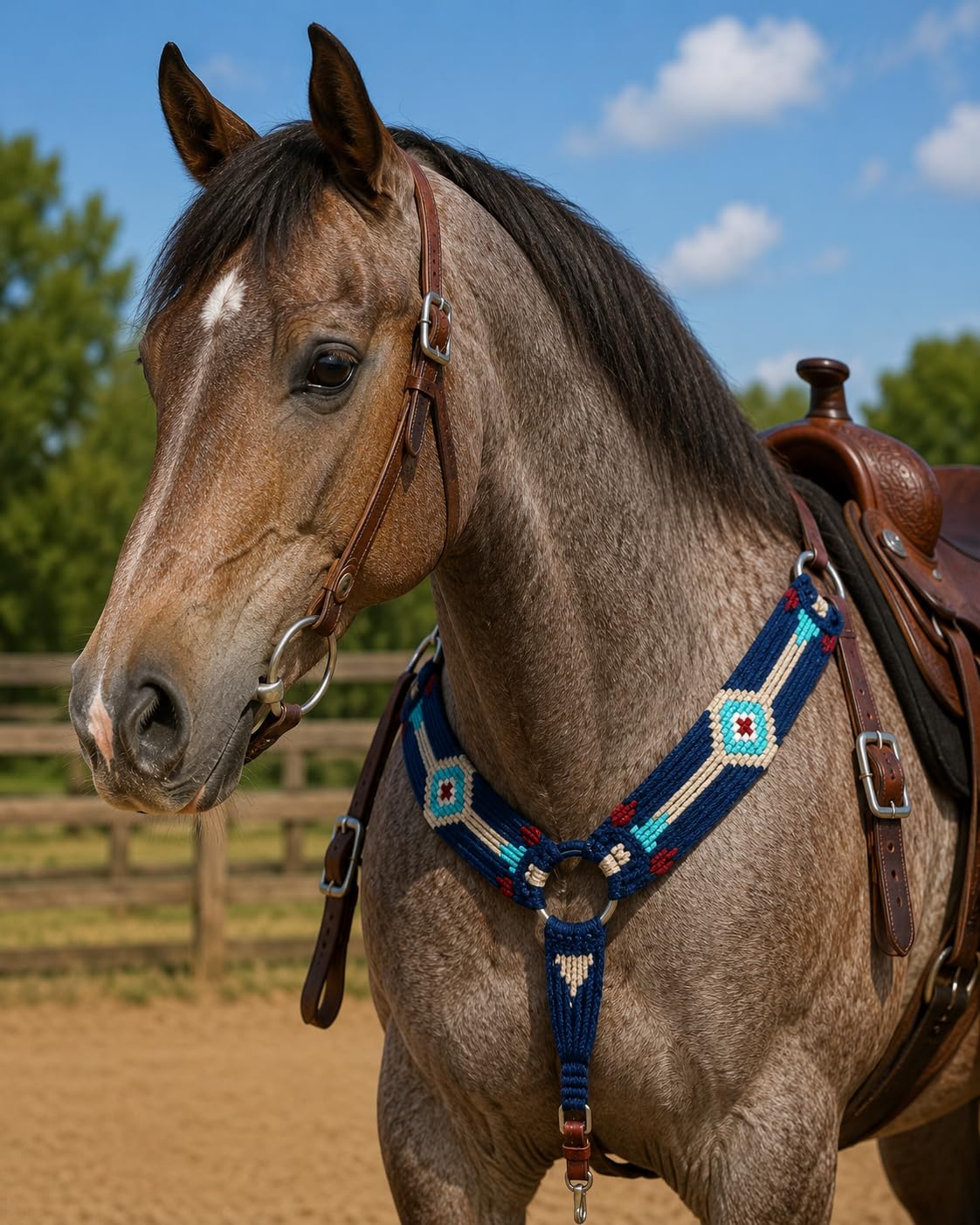 Cheval's - Collare in mohair occidentale per cavalli, realizzato a mano, per cavalli (MB-25 Full)