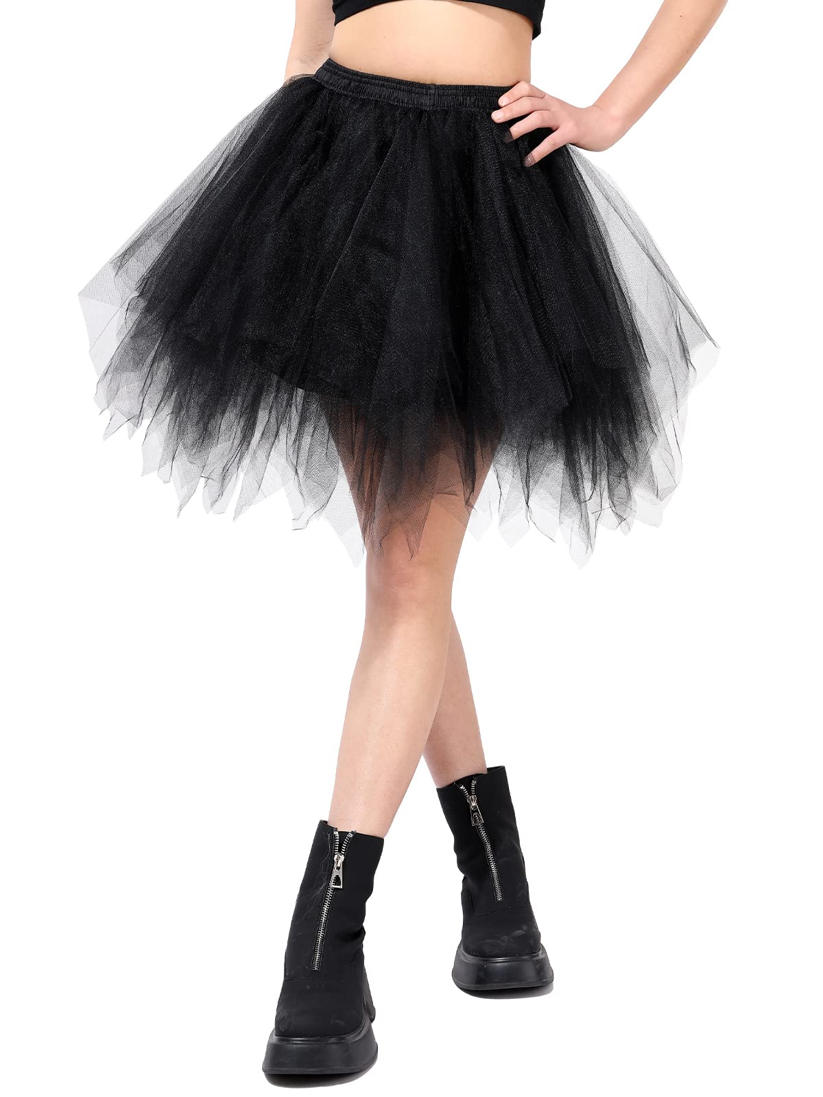 Kefiyis Tüllrock Damen Tütü Karneval Party Tutu Kurz 50er Rockabilly Petticoat Ballet Halloween Fasching Cosplay Tanzkleid Kostüm