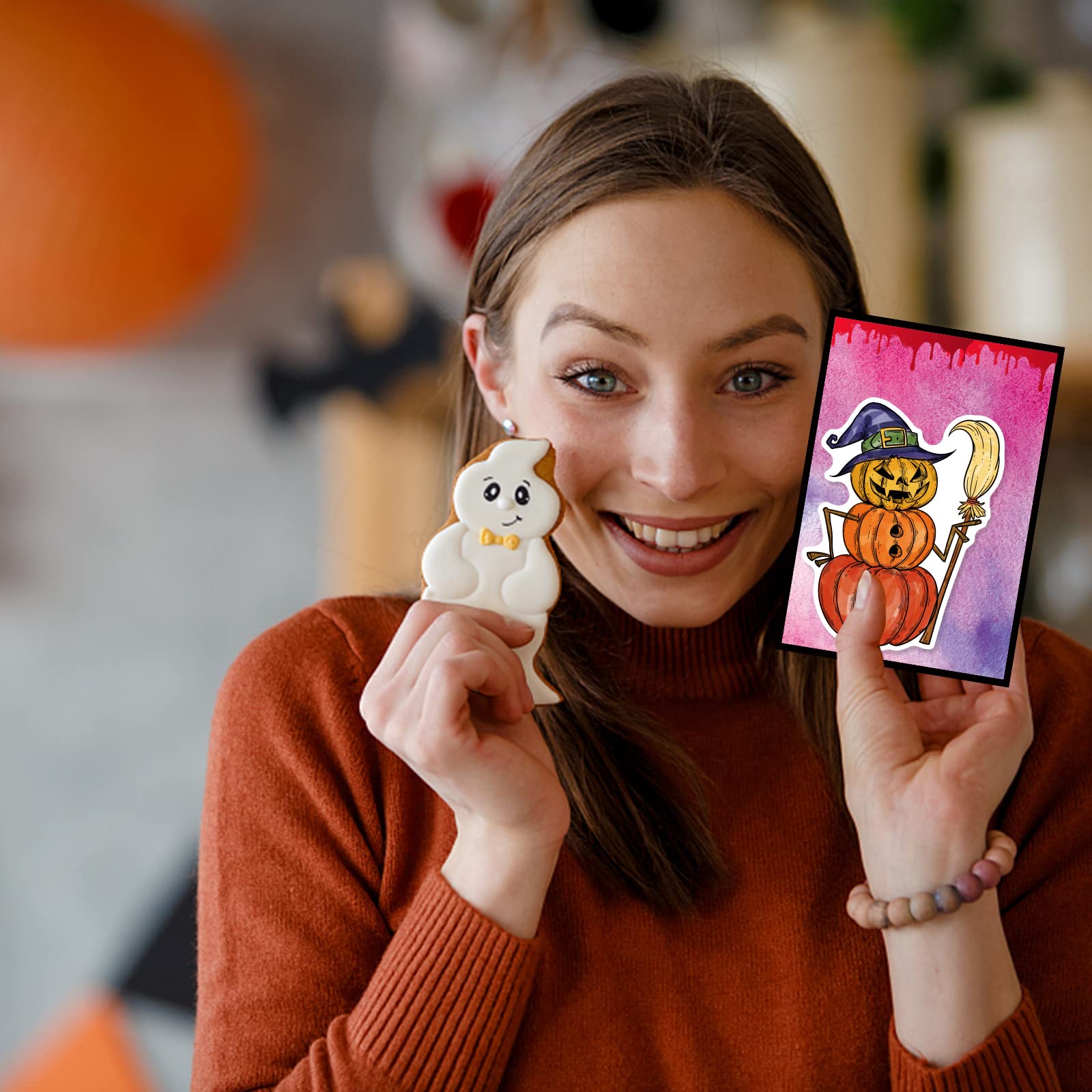Set Di Francobolli E Fustelle Per Halloween: Zucca, Fantasma, Ragno. Timbri In Silicone E Fustelle In Metallo Per Scrapbooking E Biglietti Fai Da Te