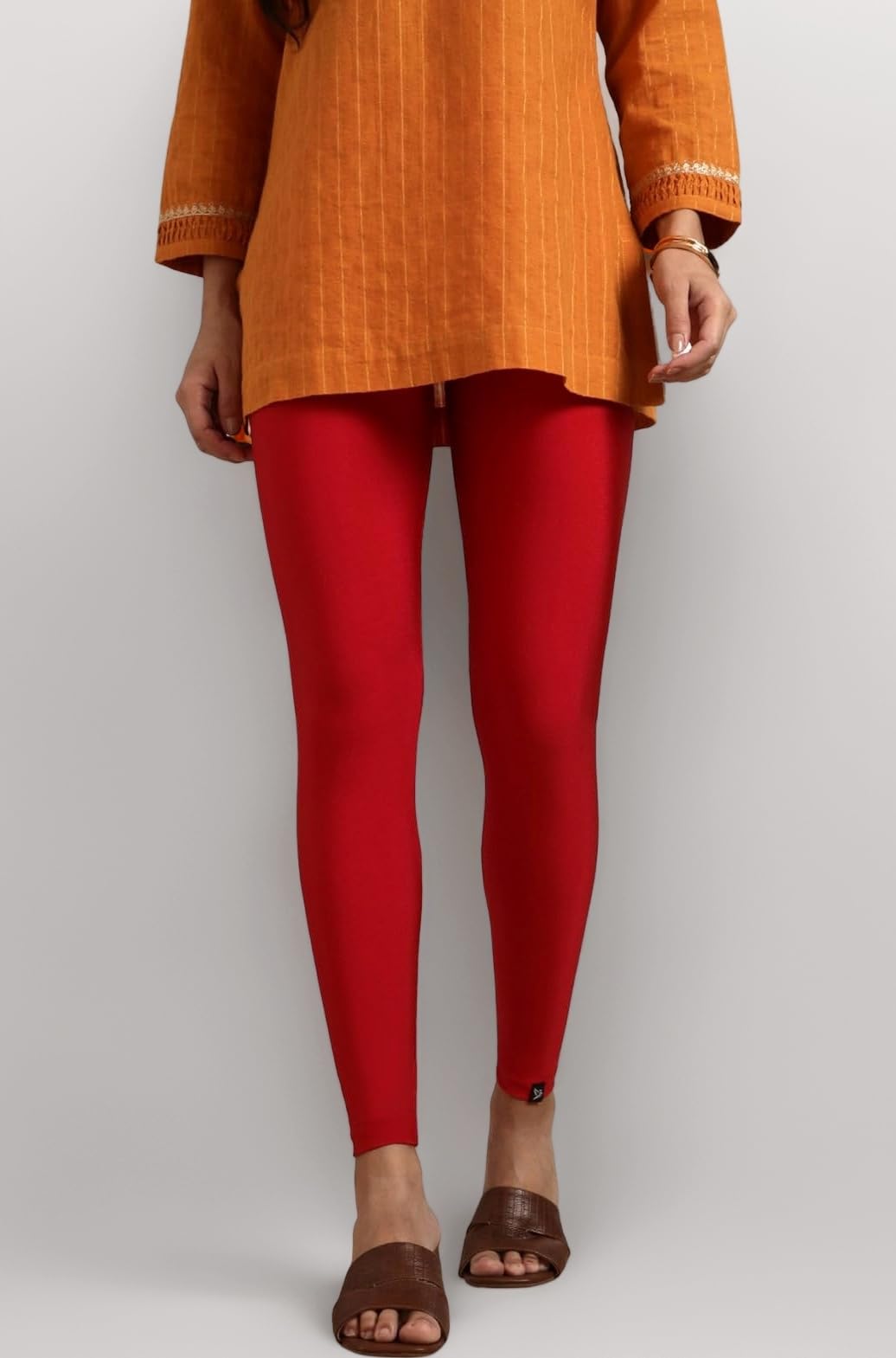 TWIN BIRDS Tailored Cut & Slim Fit Stretchable Nylon Elasthane Fabric Ankle Length Shimmer Leggings for Women