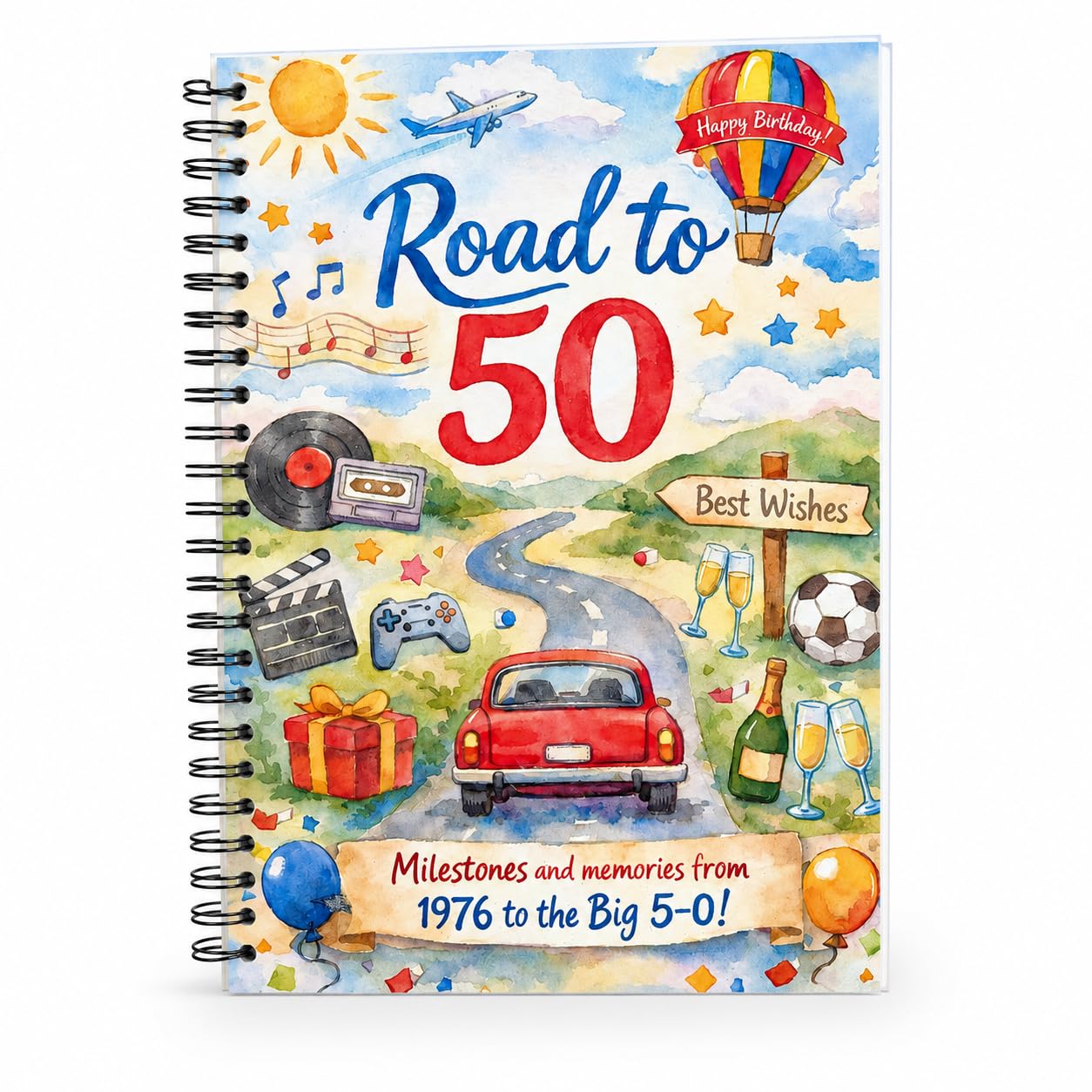 Road to 50 Birthday Card Book 1976 to 2026, A5 14 Page 50th Birthday Gift or Card with Fun Facts, Events and Inventions, Milestone Keepsake Present for Him Her Men Women Dad Mum Friend (1976)