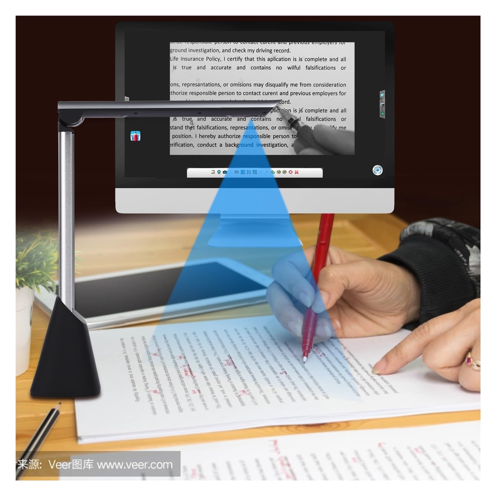 Skaner do dokumentów z kamerą, 5-megapikselowa kamera HD, rozmiar przechwytywania A4, z oświetleniem LED, oprogramowanie edukacyjne dla nauczycieli