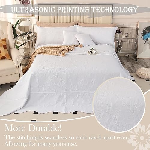 Miniatura 3 de OFIXI Colcha extra grande de 128 x 120 pulgadas tamaño King con 4 fundas de almohada, juego de edredón de microfibra ligera de gran tamaño, juego de