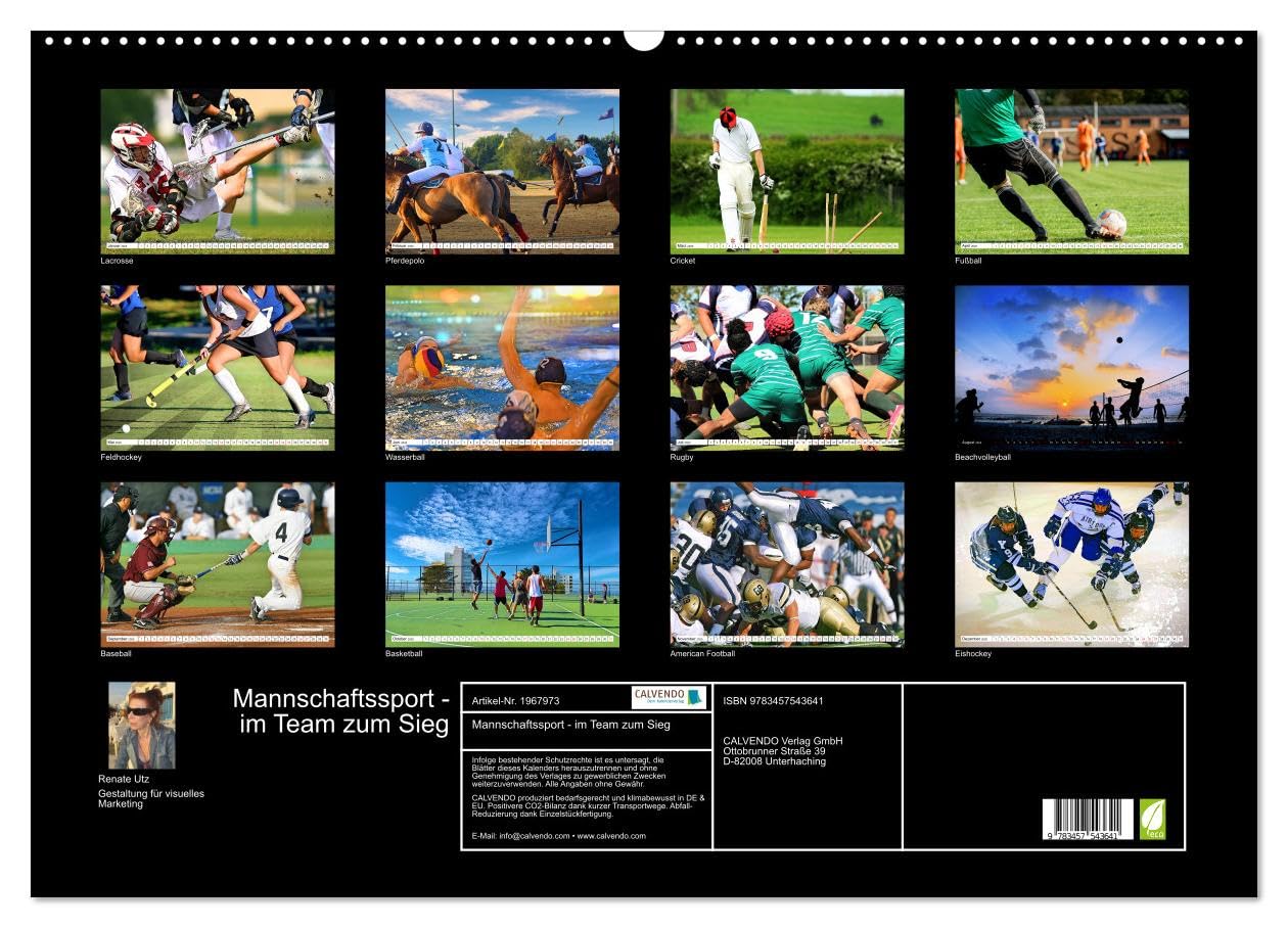 Mannschaftssport - im Team zum Sieg (Wandkalender 2026 DIN A2 quer), CALVENDO Monatskalender: Actionreiche Bilder beliebter Teamsportarten aus aller Welt