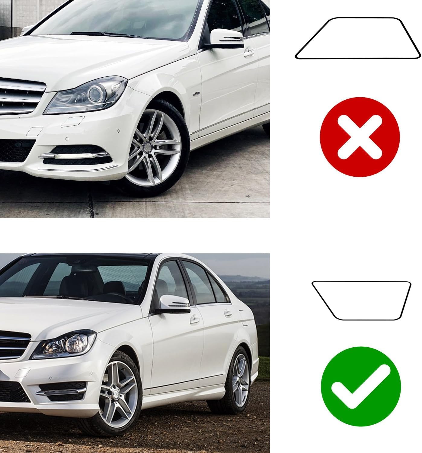 iJDMTOY Xenon White LED Daytime Running Lights w/Bezels Compatible With 2011-2014 Mercedes W204 C-Class C250 C300 C350 Sports Bumper, OEM Style DRL Powered by 4 Pieces High Power LED Lights