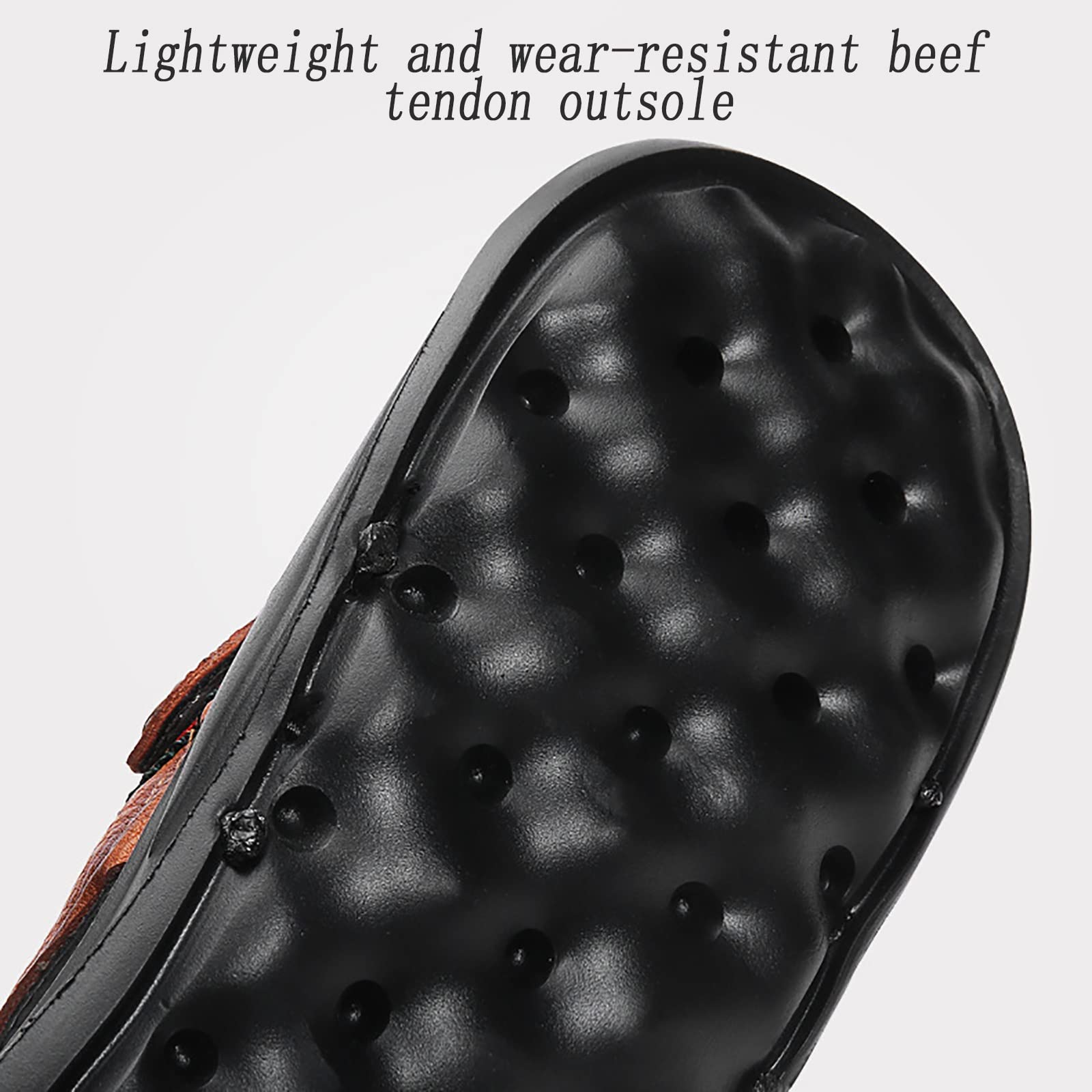 CLSQLXYJZC Zapatillas de Playa Antideslizantes para Hombre, Suela de Goma de Verano, Sandalias de Cuero con Punta Cerrada, Zapatillas Casuales Transpirables y livianas con Correa de talón Ajustable
