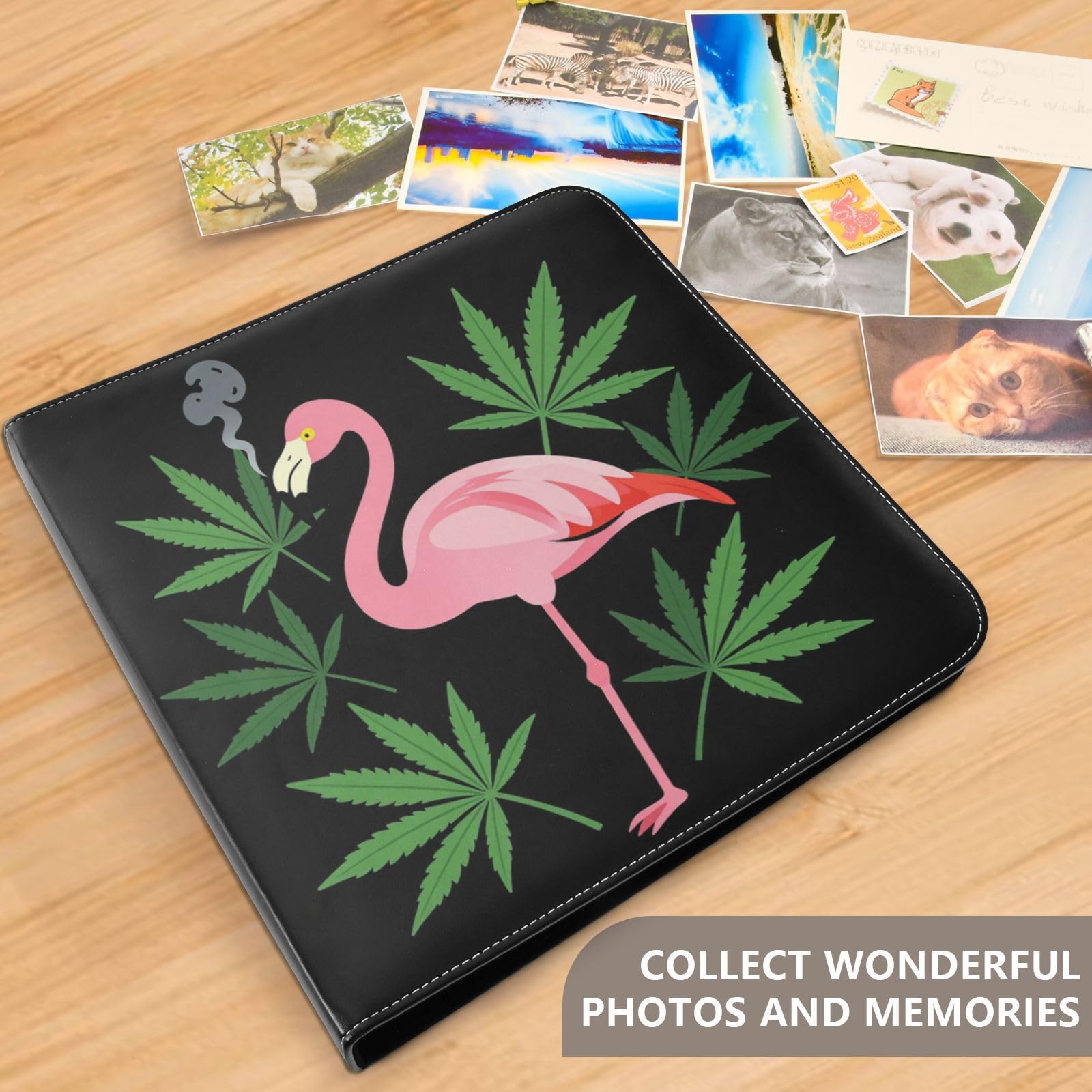 Album fotograficzny z ptakiem flamingiem