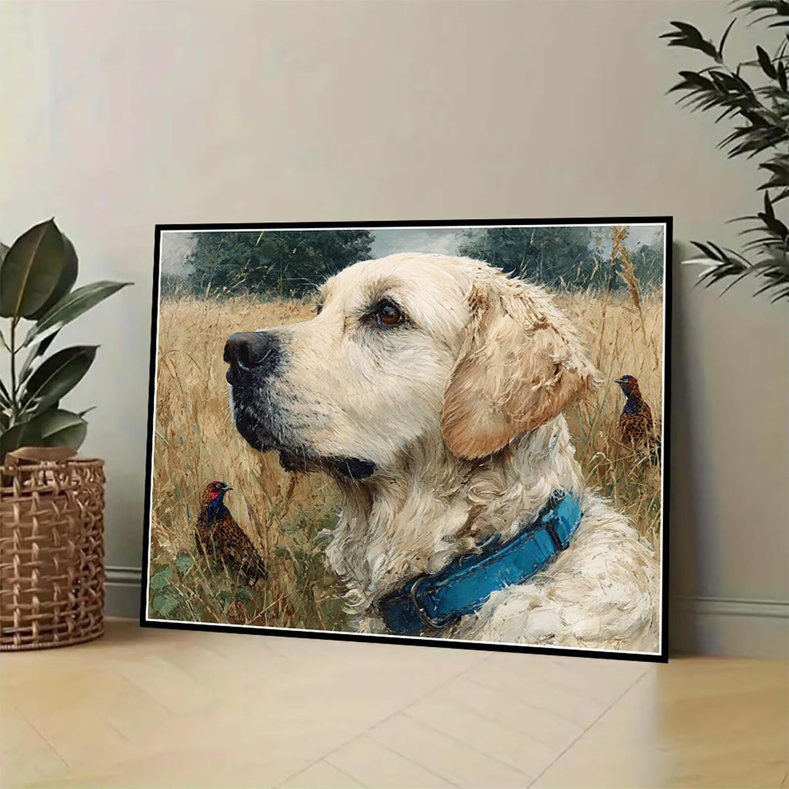 Malen Nach Zahlen Tier Malen Nach Zahlen Erwachsene, Paint by Numbers Hund Paint by Numbers Adult DIY Leinwand Ölgemälde Set mit 3 Pinsel und Acrylfarben für Zimmer Deko, Geschenke 90x70cm -hjw25010WY