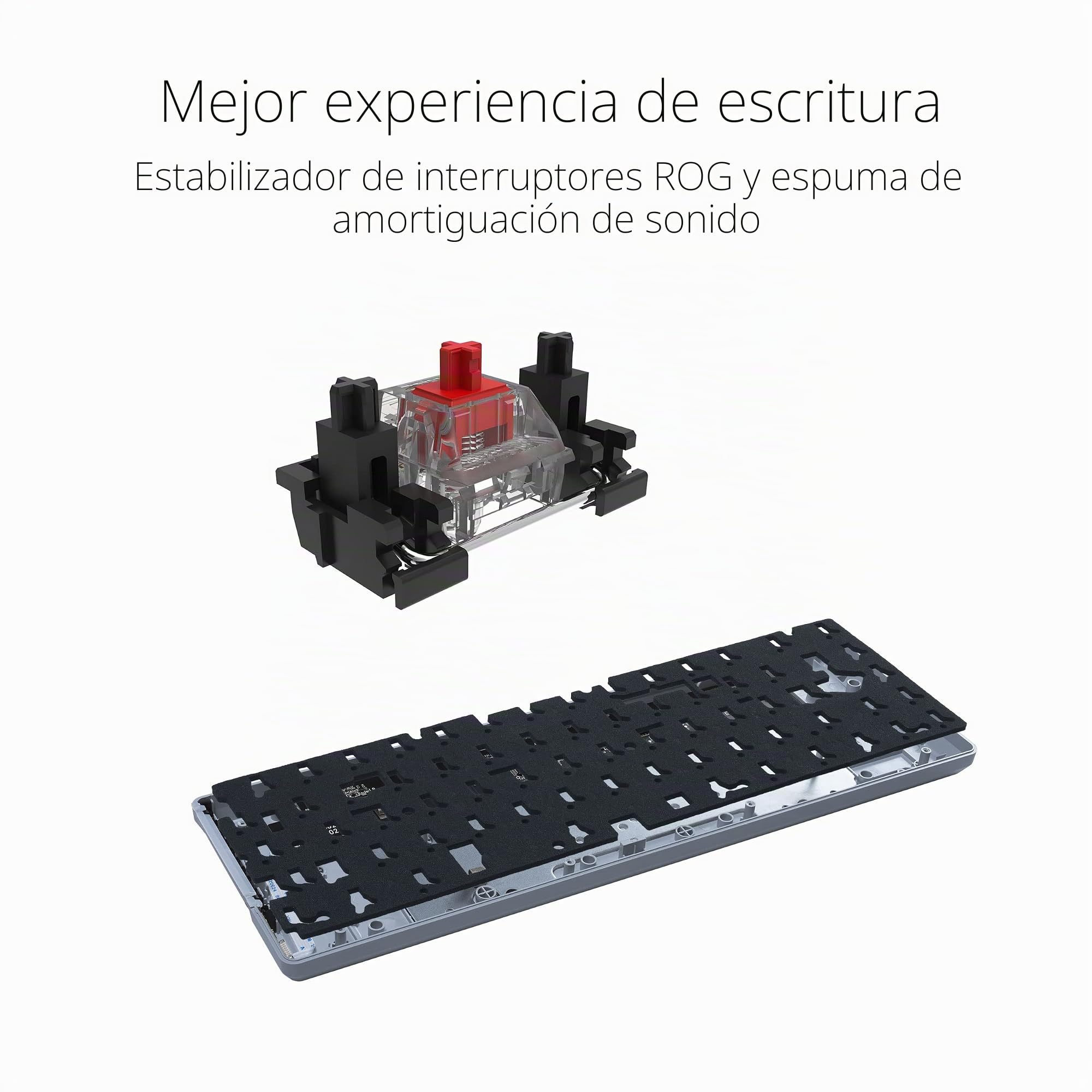 ASUS ROG Falchion Ace - Teclado mecánico para juegos, iluminación RGB, interruptores rojos ROG NX, teclado estabilizador, espuma insonorizante, teclas PBT, cableado con KVM, diseño italiano, blanco