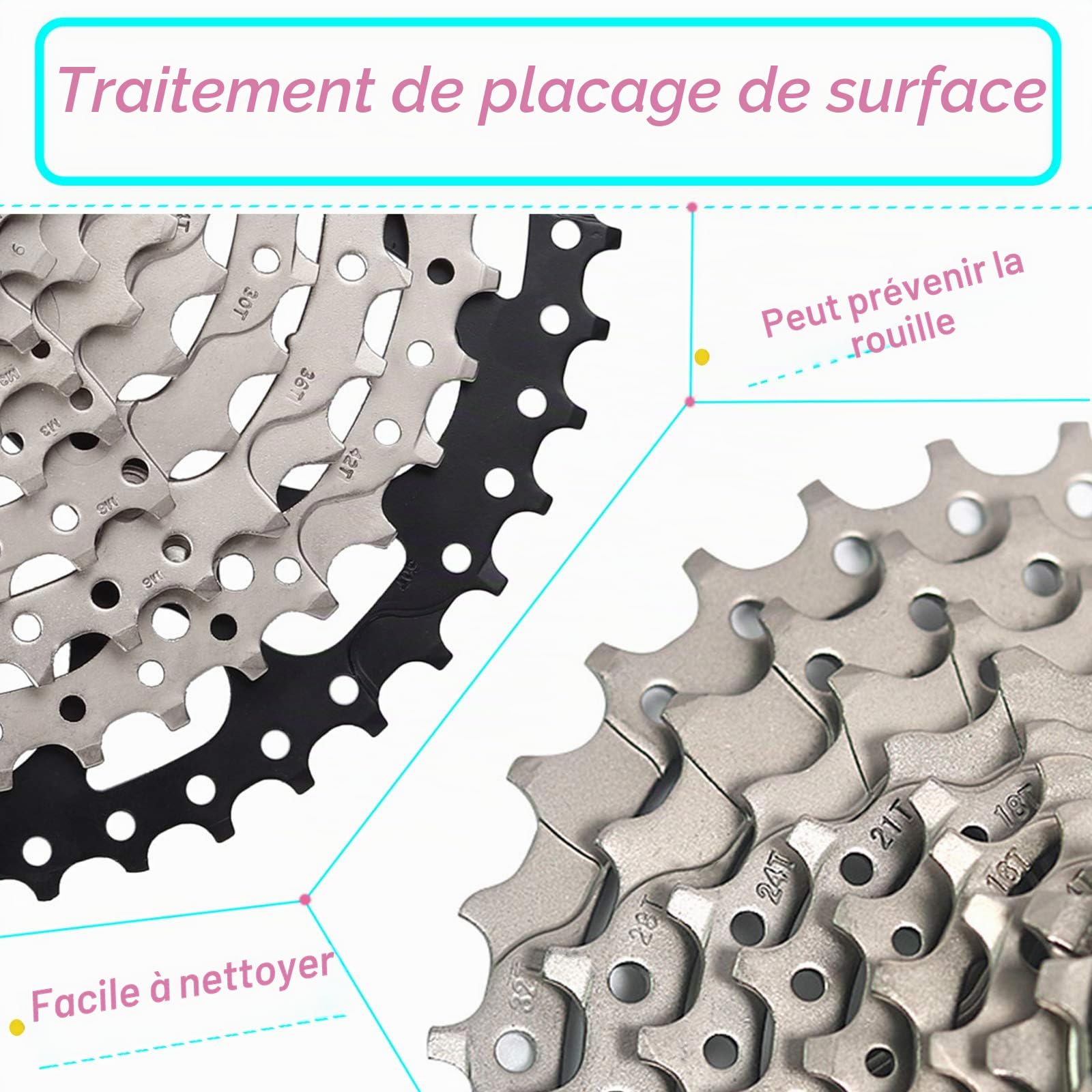 Cassette de vélo de Montagne à 9 Vitesses pour VTT, vélo de Route, Super légère