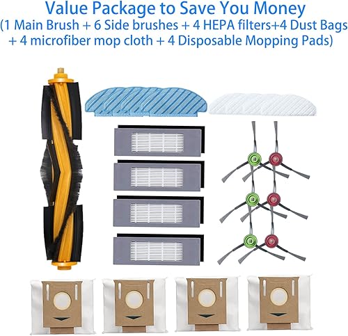 Miniatura 9 de Kit de accesorios de repuesto para Yeedi Vac 2 ProVacVac MaxVac Station Robot Aspirador, filtro de cepillo principal, cepillos laterales piezas de