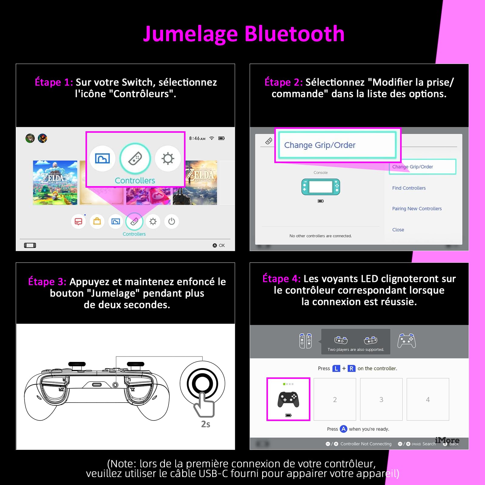 NexiGo Manette sans fil pour Nintendo Switch/Switch Lite/OLED avec Bluetooth et vibration, mouvement, turbo et lumière LED Motif nébuleuse cosmique