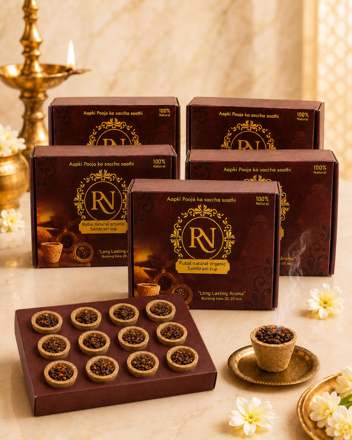 Rubal Sambrani Dhoop Cups for Pooja (48 pcs) | Loban Dhoop, Havan Cup for Home Mandir, Prayer, Meditation & Festivals | Ready to Use | Pack of 4 (Pack of 4- (48 Cups))-image-29