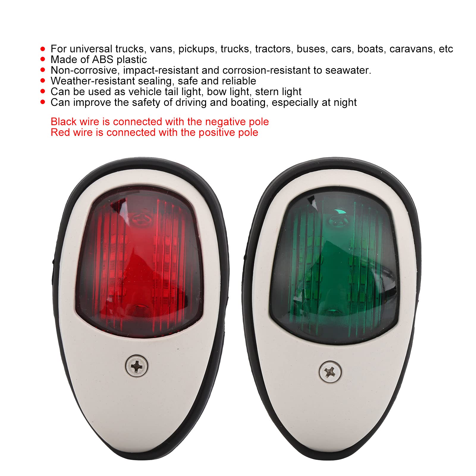 Aramox Universal 2PCS 10?30V ABS Boat Navigation Light Bow Light Marine Navigation Light, Sailing Lamp LED Warning Lamp for Pontoon Yacht