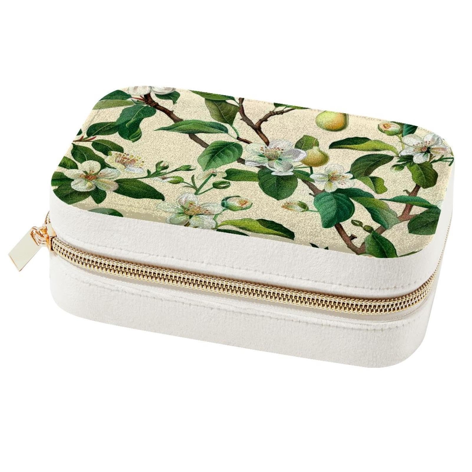 Boîte à bijoux portable de voyage poire et fleurs pour vos déplacements