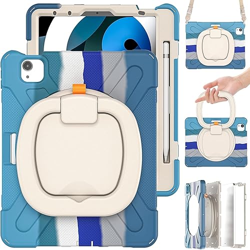 Vista 32 de Funda para iPad (A16) de 11 pulgadas 2025, Aslo para iPad 10 de 10.9 pulgadas 2022, funda resistente a prueba de golpes, soporte giratorio, soporte