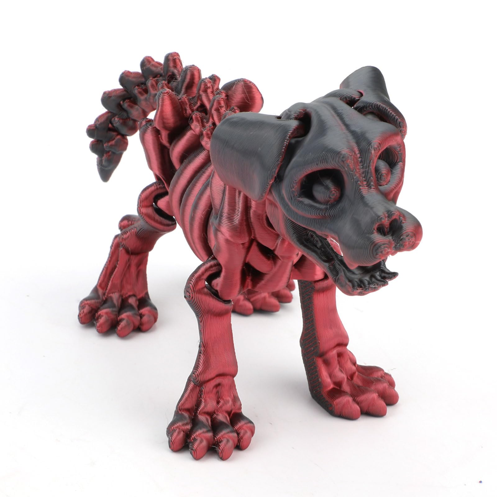 Gosknor 3D Printed Dog, PLA 3D Printed Dog Skeleton Detachable 3D Printed Flexible Fidget Animals for Home Office Decoration Stress Alleviation Toy (Red, Black)