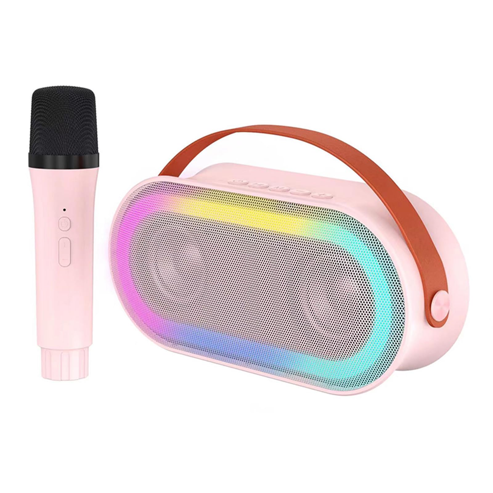 BT - Macchina per karaoke con microfoni wireless e effetto luminoso abbagliante, per adulti e bambini, per feste in casa