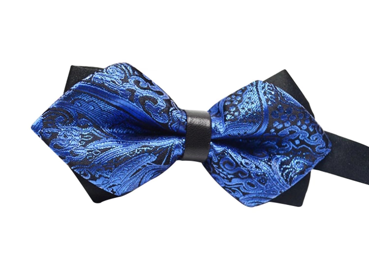 Aulens 9 Color Paisley Diamond Pointed Bow Ties For Men With Solid Formal Banded Pre-tied Gift Set