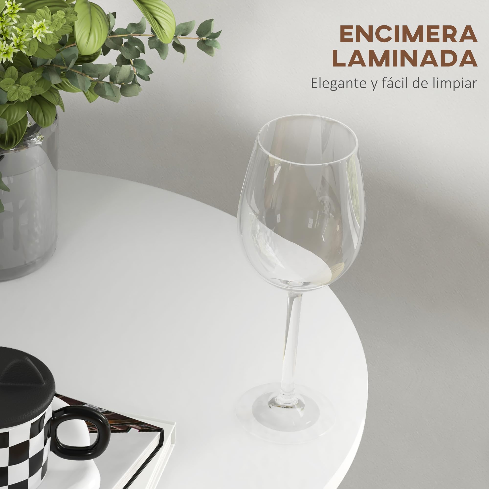 HOMCOM Mesa de Bar Redonda, Mesa de Comedor, Ø60x102 cm, con Encimera Laminada y Marco de Acero, para 2 Personas, Moderna, para Casa, Cocina, Blanco
