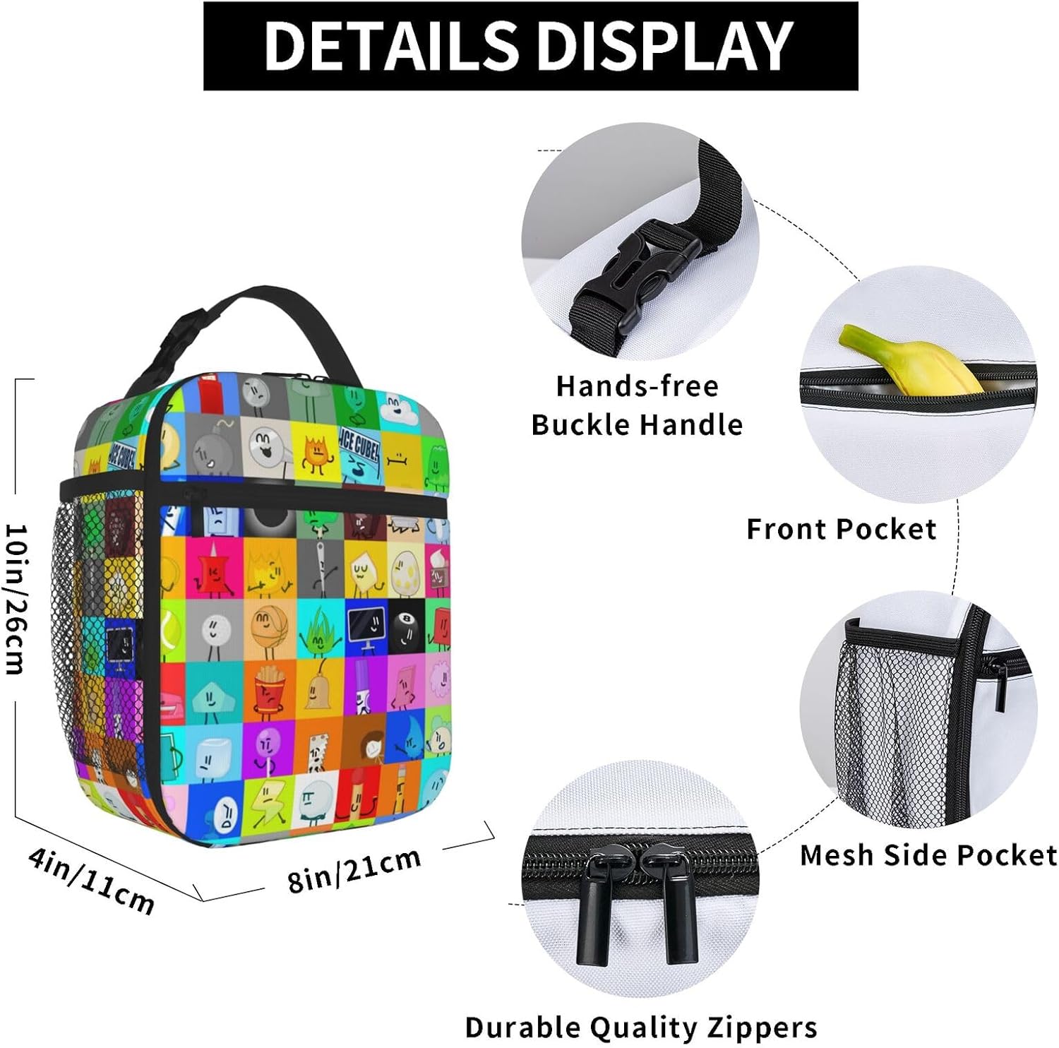Hiking Daypacks Large-Capacity Backpack And Insulated Lunch Bag Combination Sets, Black8
